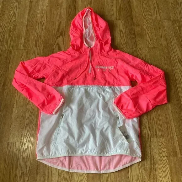 Gymnastics Half Zip Pullover Windbreaker Jacket Hot Pink Small - Picture 1 of 6